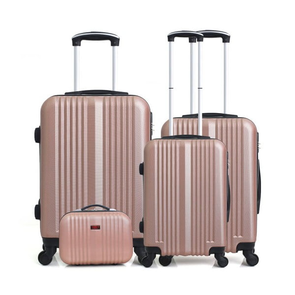 Lipari-C 4 db-os roséarany gurulós bőrönd szett - Hero