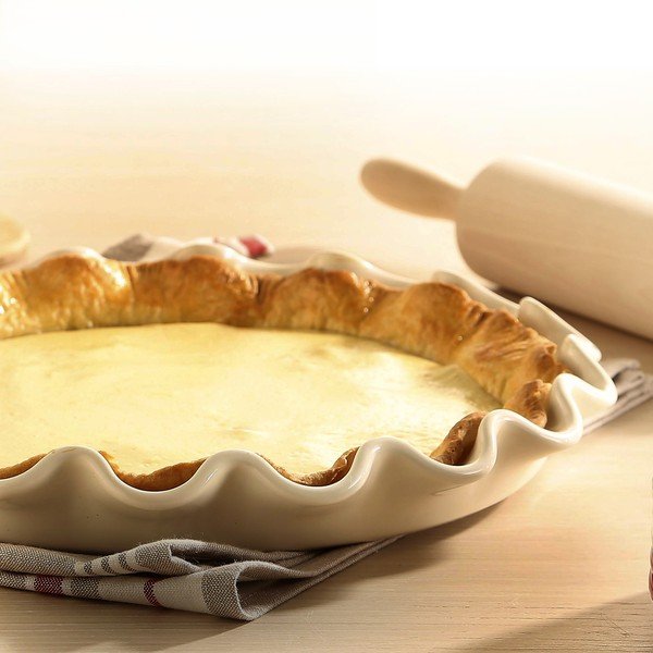 Fodros szélű elefántcsontszínű lapos pite sütőforma, ⌀ 33 cm - Emile Henry-image-2