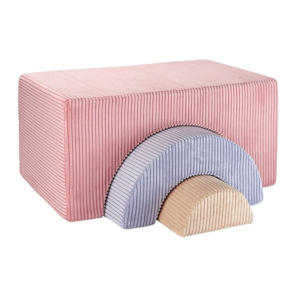 Rózsaszín kordbársony habszivacs játszótér 3 db-os magasság 37 cm 75x49 cm Rainbow Montessori – Wigiwama