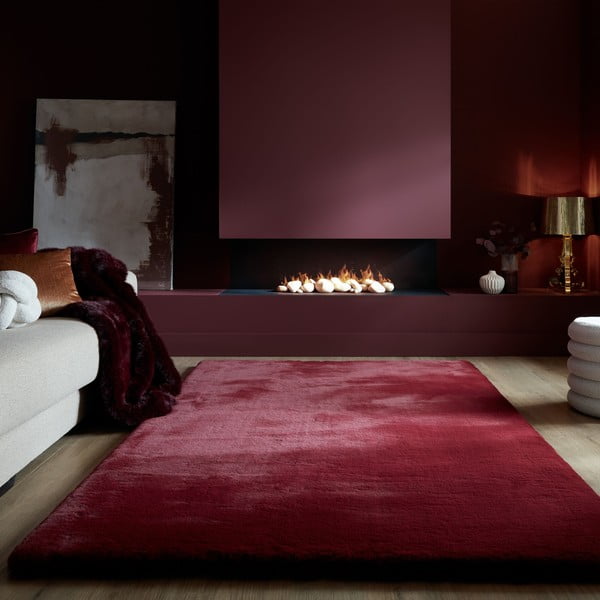 Borvörös szintetikus szőrme szőnyeg 160x230 cm Ivy Luxury Fur – Flair Rugs-image-1