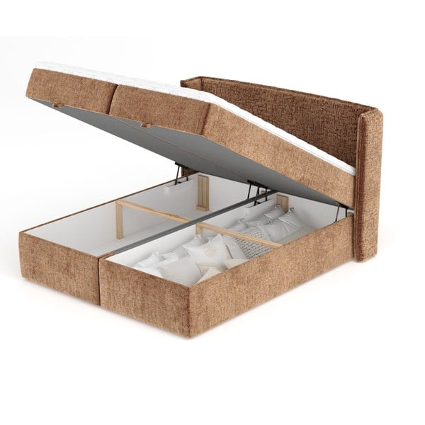 Narancssárga ágyneműtartós boxspring ágy 160x200 cm Passion – Maison de Rêve-image-3