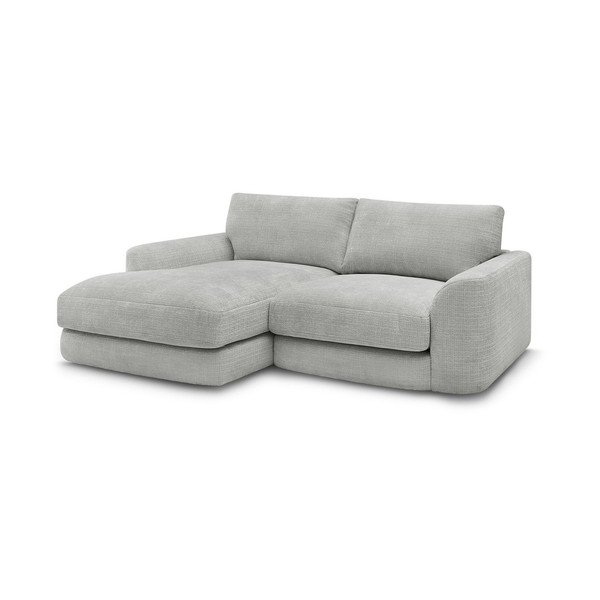 Világosszürke zsenília sarokkanapé (bal oldali-heverő résszel) Leonore – Bobochic Paris