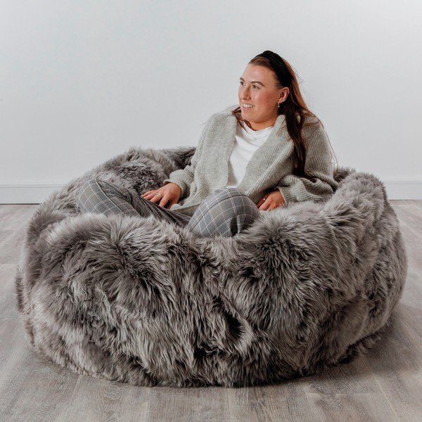 Szürke szőrme ülőzsák ⌀ 110 cm - Native Natural -image-3