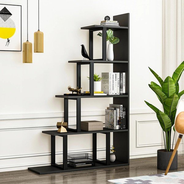 Fekete polcos állvány 100x164 cm Step – Kalune Design-image-2