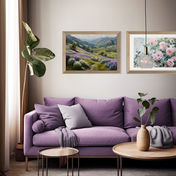 Nyomtatott keretezett kép 75x56 cm Violet Hills – Styler-image-1