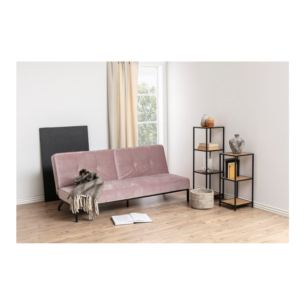 Fekete-natúr színű könyvespolc tölgyfa dekorral 37x120 cm Seaford – Actona-image-3