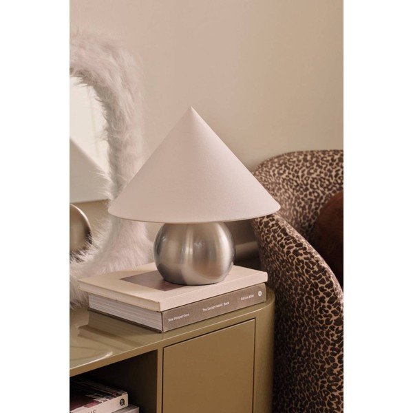 Fehér-fényes ezüstszínű textil asztali lámpa (magasság 38 cm) Connie – Ellos Home-image-2