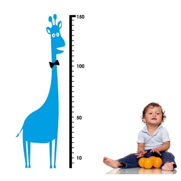 Giraphe kék magasságmérő falmatrica
