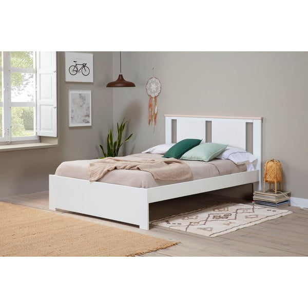 Fehér franciaágy ágyráccsal 140x190 cm Enara – Marckeric-image-1