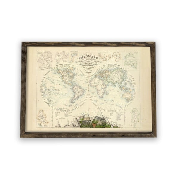 Globe fakeretes fali kép, 70 x 50 cm