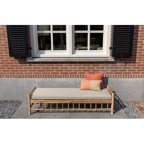 Szürke-natúr színű tömörfa kerti pad Tennis – Exotan-image-1