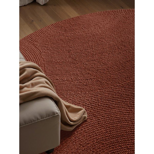 Téglavörös kézi szövésű gyapjú kerek szőnyeg ø 150 cm Calmio – Hanse Home-image-1