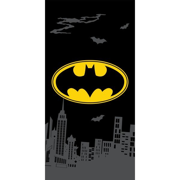Fekete pamut gyerek fürdőlepedő 70x140 cm Batman "The Emblem" – Jerry Fabrics