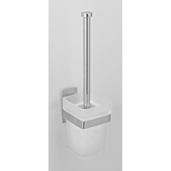 Fényes ezüstszínű öntapadós üveg WC-kefe Genova – Wenko-image-1