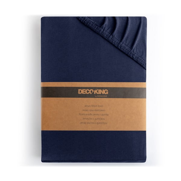 Sötétkék gumis jersey lepedő 220x200 cm Amber – Restilo-image-4