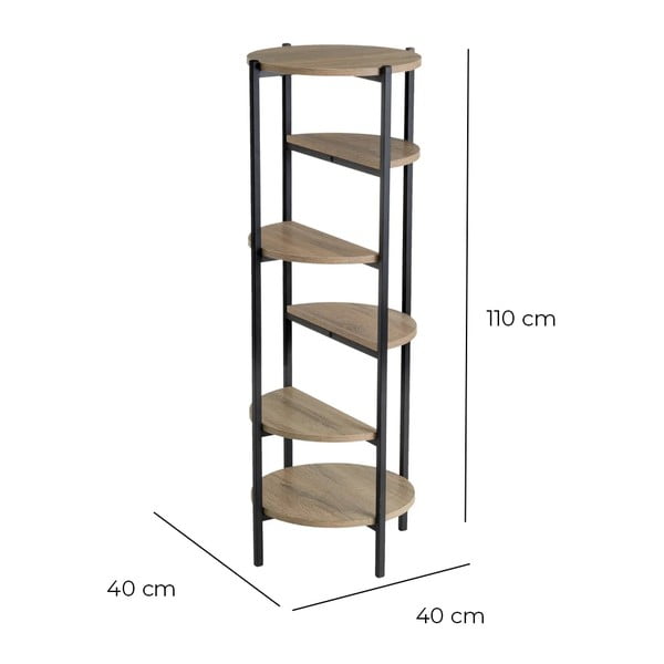 Fekete-natúr színű polcos állvány tölgyfa dekorral 40x110 cm – Casa Selección-image-4