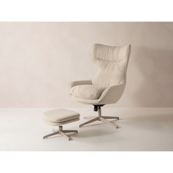 Bézs forgó buklé fotel lábtartóval Kenzi – Micadoni -image-3
