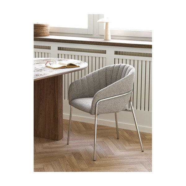 Világosszürke acél karfás étkezőfotel Costa – House Nordic-image-1