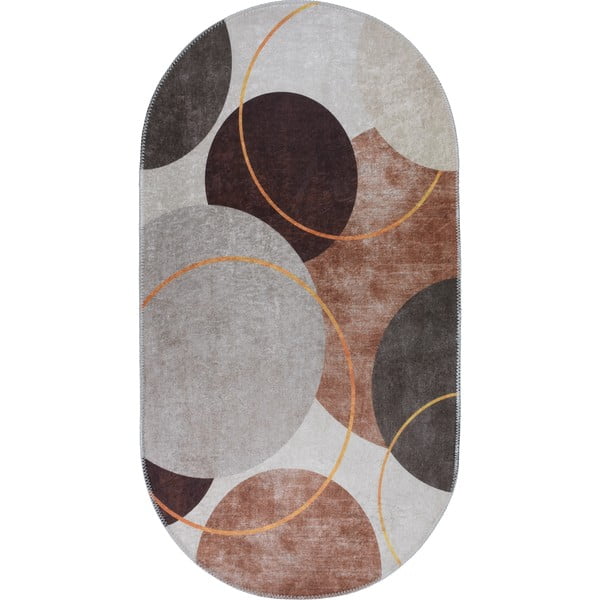 Barna-krémszínű mosható szőnyeg 60x100 cm Oval – Vitaus