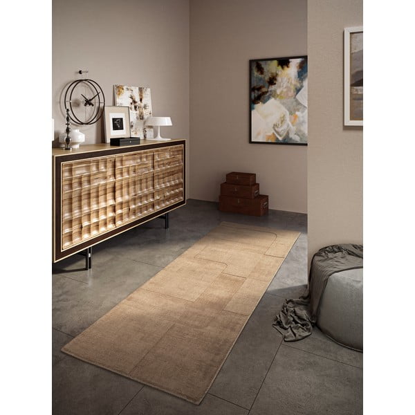 Bézs kézi szövésű gyapjú futószőnyeg 80x250 cm Charlotte – Villeroy&Boch-image-1