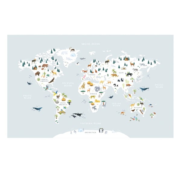 Gyerek tapéta 400 cm x 248 cm Animals World Map – Lilipinso