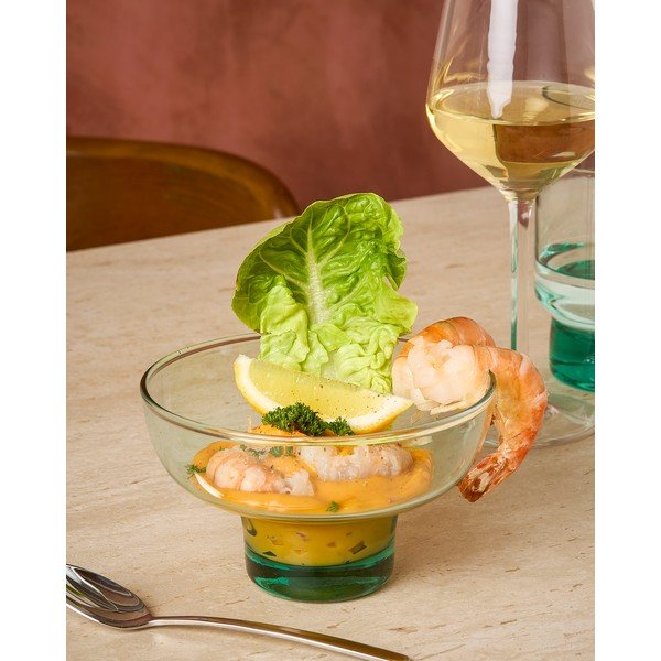 Zöld újrahasznosított üveg pohár 6 db-os fagylalthoz 400 ml Revera – BonBistro-image-1