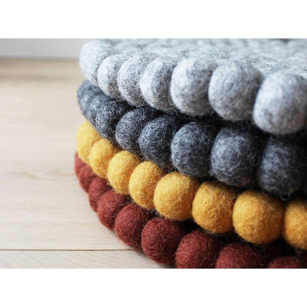 Ball Chair Pad sötét cseresznyeszínű golyós, gyapjú, gyerek székpárna, ⌀ 30 cm - Wooldot-image-3
