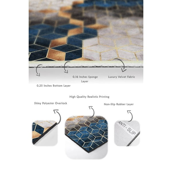 Kék-szürke fürdőszobai kilépő szett 2 db-os 60x100 cm Optic – Mila Home-image-2