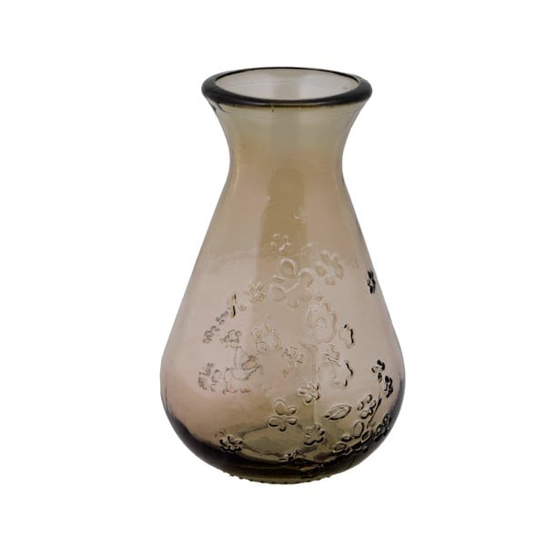 Floral barna újrahasznosított üveg váza, magasság 20 cm - Ego Dekor