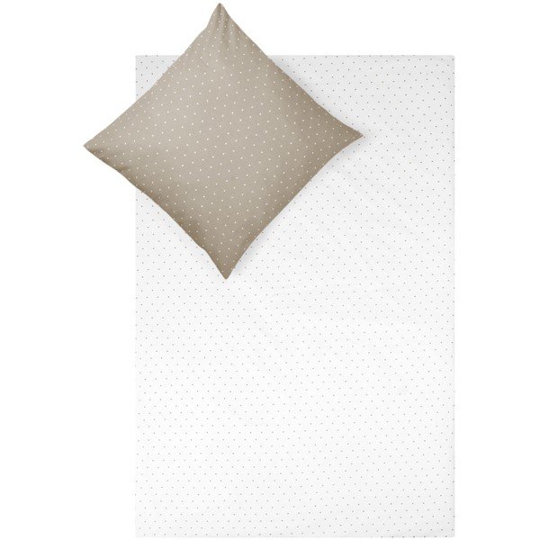 Betty fehér és barna flanel egyszemélyes ágyneműhuzat, 155 x 220 cm - Fovere-image-2