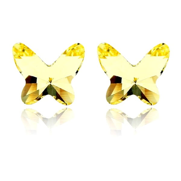 Papillon fülbevaló citromsárga Swarovski kristályokkal és fehérarannyal