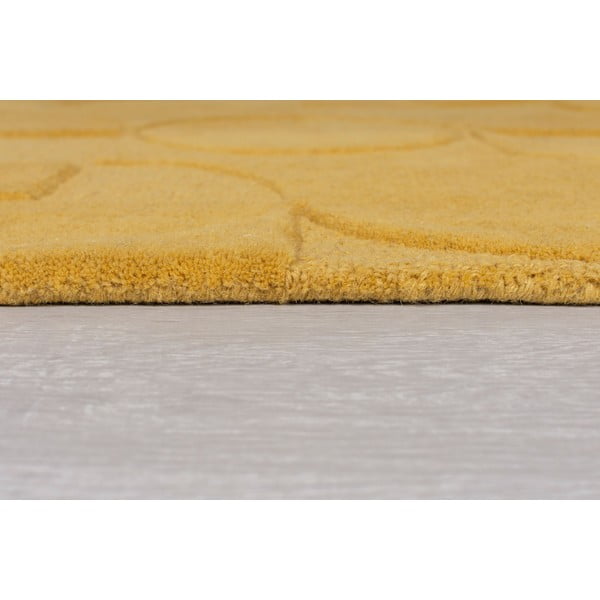 Sárga gyapjú kerek szőnyeg ø 160 cm Gigi - Flair Rugs-image-3