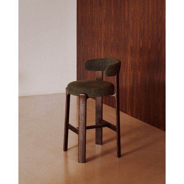 Zöld-sötét natúr színű kőrisfa bárszék (ülésmagasság 75 cm) Granite – Kave Home-image-1