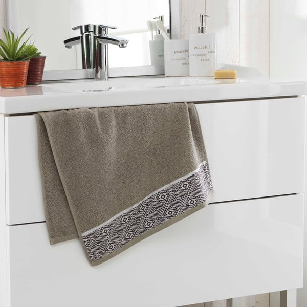 Khaki frottír pamut törölköző 50x90 cm Esteban – douceur d'intérieur-image-1