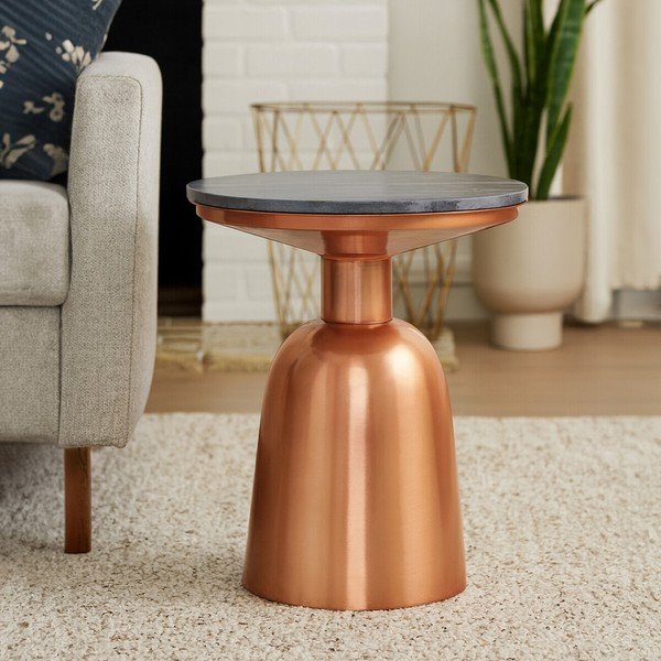 Kerek tárolóasztal márvány asztallappal ø 48 cm Amira – Premier Housewares-image-2