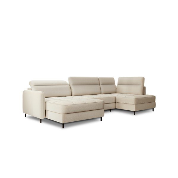 Bézs bársony kinyitható-tárolóhelyes sarokkanapé (jobb oldali-U alakú) Berrto – ELTAP-image-2