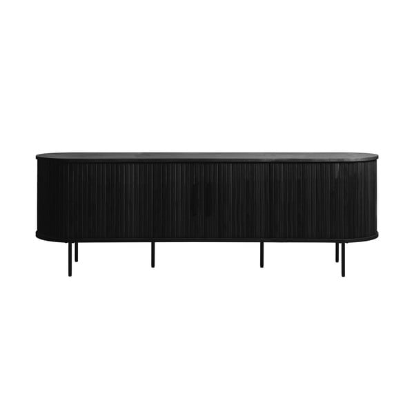 Fekete TV-állvány tölgyfa dekorral 56x180 cm Nola – Unique Furniture