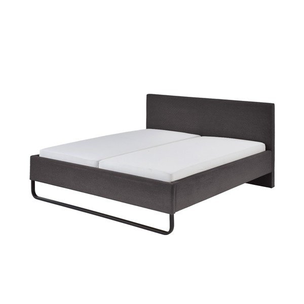 Szürke kárpitozott franciaágy ágyrács nélkül 180x200 cm Swing – Meise Möbel