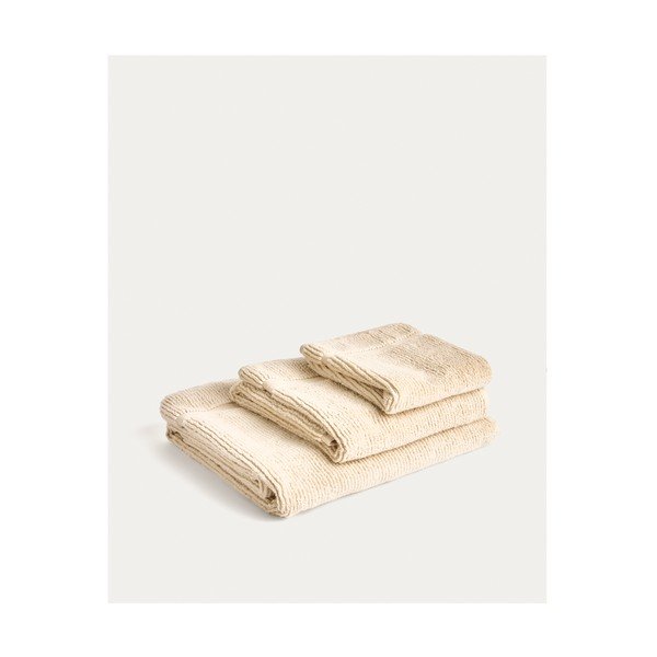 Bézs frottír pamut fürdőlepedő 70x140 cm Olvira – Kave Home-image-4