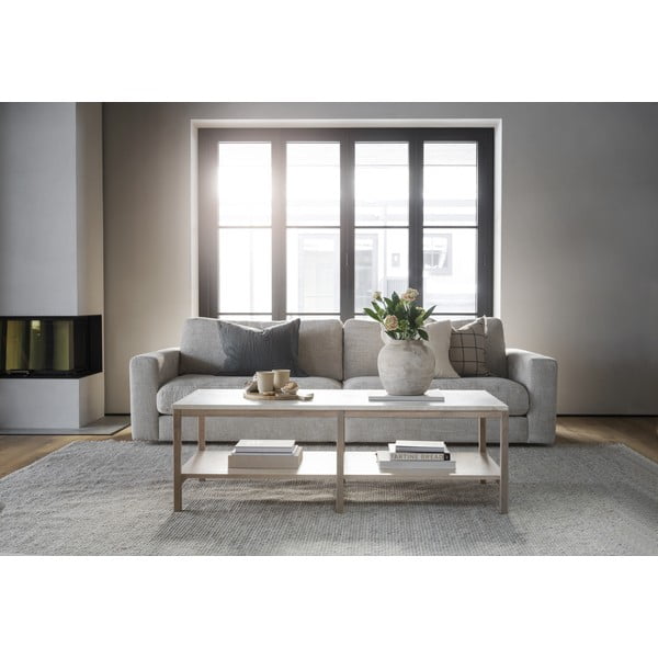 Barna-bézs dohányzóasztal kő asztallappal 140x60 cm Orwel - Rowico-image-1