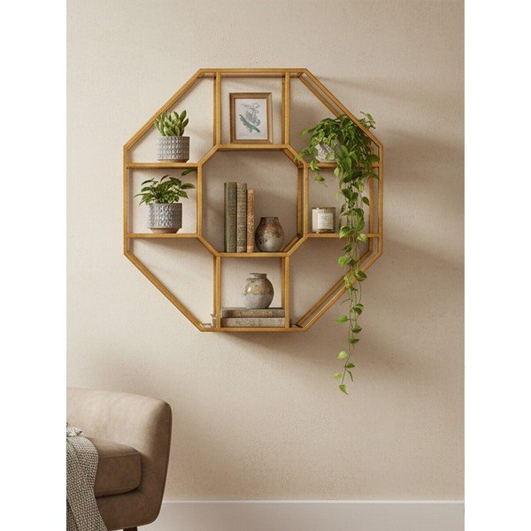 Natúr színű többszintes fém fali polc 92 cm Zariah – Premier Housewares-image-1