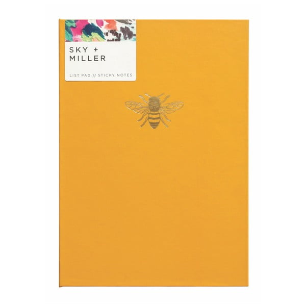 Bee citromsárga jegyzettömb és öntapadó jegyzet szett, 60 oldalas - Portico Designs
