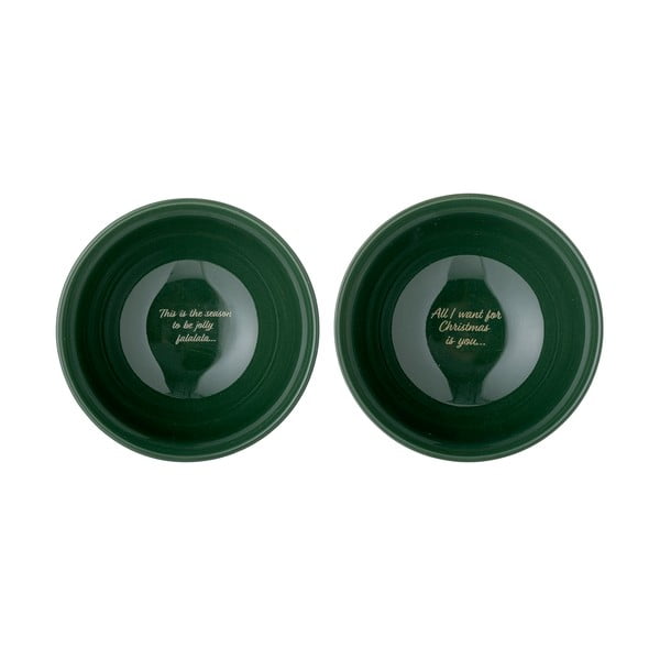 Fehér-zöld agyagkerámia tálka szett karácsonyi mintával, 2 db-os 500 ml Grazia – Bloomingville-image-2