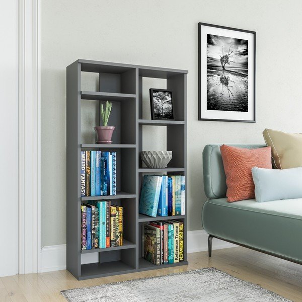 Antracitszürke könyvespolc 72x124 cm Keota – Kalune Design-image-2