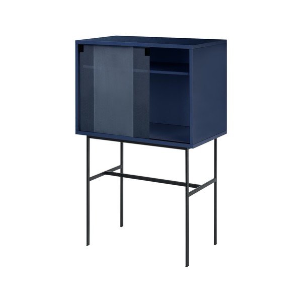 Sötétkék tálalószekrény tolóajtóval 70x109x40 cm Lekko – noo.ma