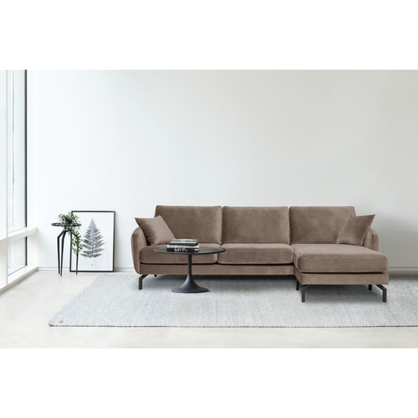 Magic barnásbézs bársony sarokkanapé, jobb oldali - Scandic-image-1