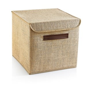 Világosbarna fedeles juta tárolódoboz 30x30x30 cm – Mioli Decor