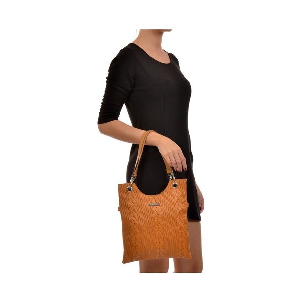 Lidia konyak barna bőr kézitáska - Mangotti Bags-image-3