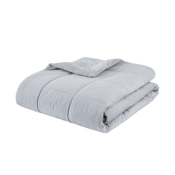 Világosszürke mikroplüss steppelt ágytakaró franciaágyra 200x220 cm Cosy Cord – Catherine Lansfield