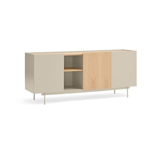 Bézs-natúr színű alacsony komód tölgyfa dekorral 180x78 cm Otto – Teulat-image-1